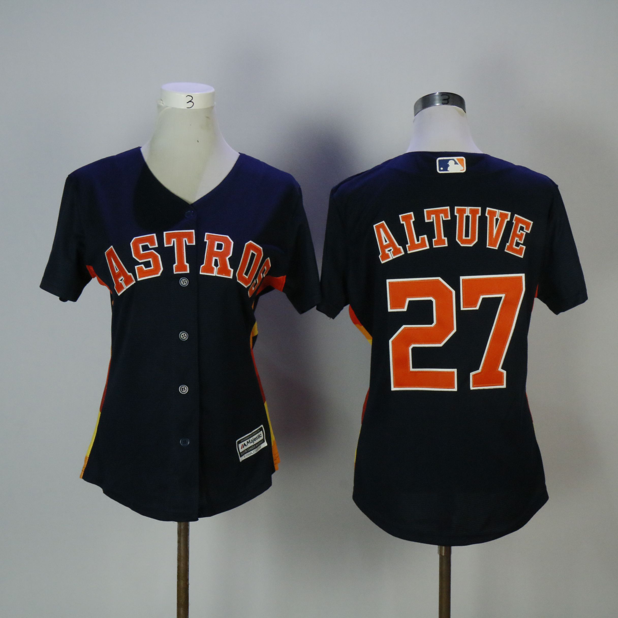 Women Houston Astros #27 Altuve Blue MLB Jerseys->women mlb jersey->Women Jersey